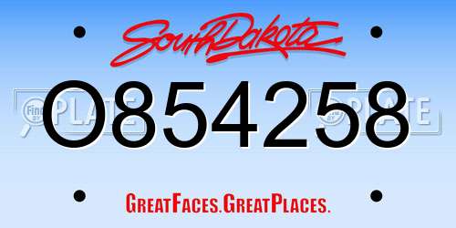 O854258 South Dakota License Plate