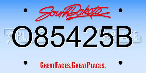 O85425B South Dakota License Plate