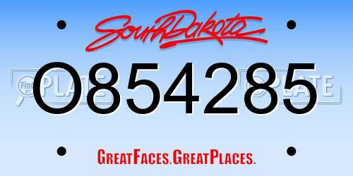 O854285 South Dakota License Plate