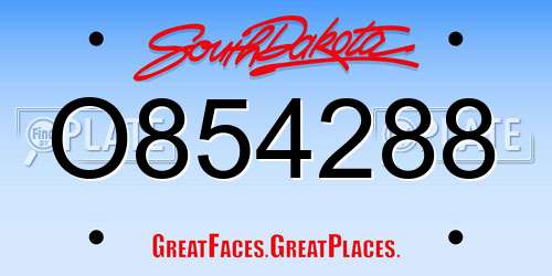 O854288 South Dakota License Plate