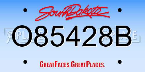 O85428B South Dakota License Plate