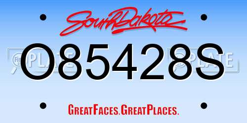 O85428S South Dakota License Plate