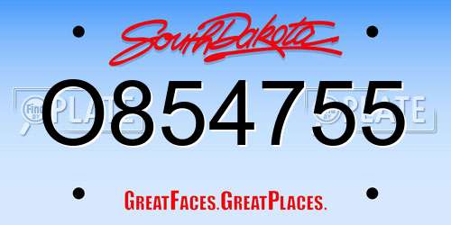 O854755 South Dakota License Plate