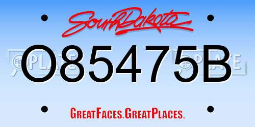 O85475B South Dakota License Plate