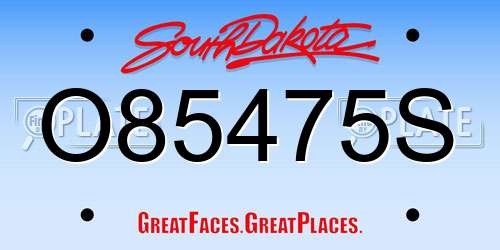 O85475S South Dakota License Plate