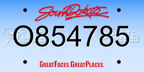 O854785 South Dakota License Plate