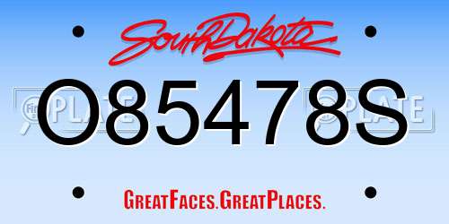 O85478S South Dakota License Plate