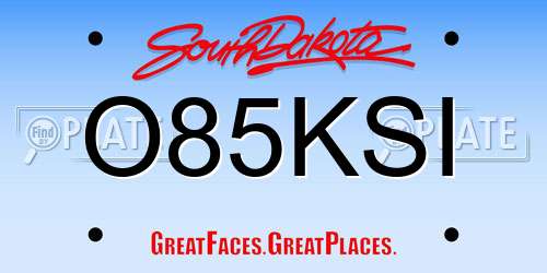 O85KSI South Dakota License Plate