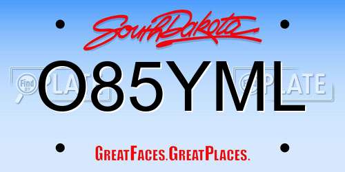 O85YML South Dakota License Plate