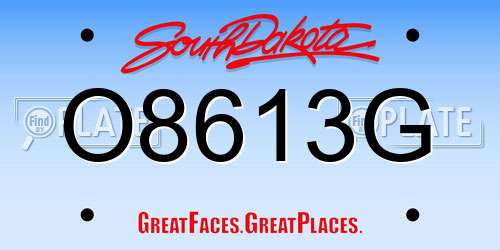 O8613G South Dakota License Plate