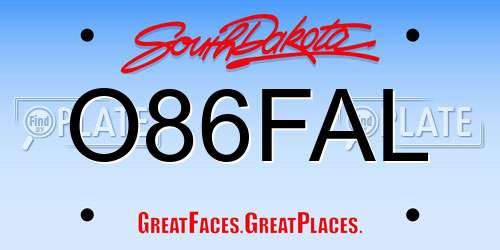 O86FAL South Dakota License Plate