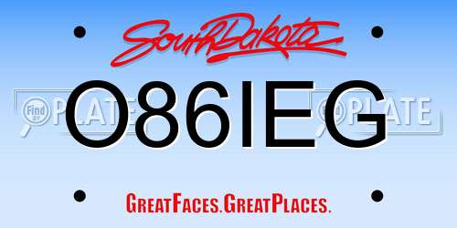 O86IEG South Dakota License Plate