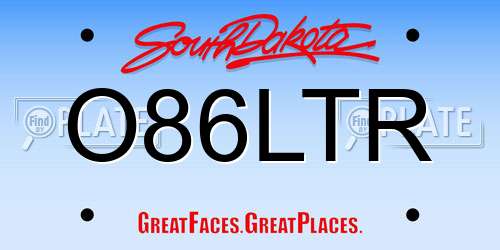 O86LTR South Dakota License Plate