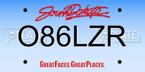 O86LZR South Dakota License Plate