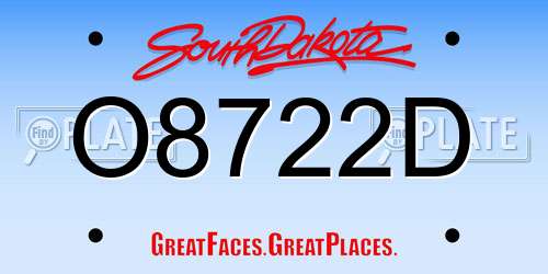O8722D South Dakota License Plate