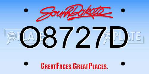 O8727D South Dakota License Plate