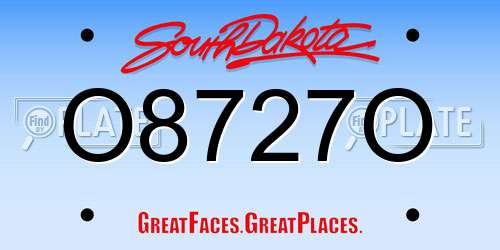 O8727O South Dakota License Plate