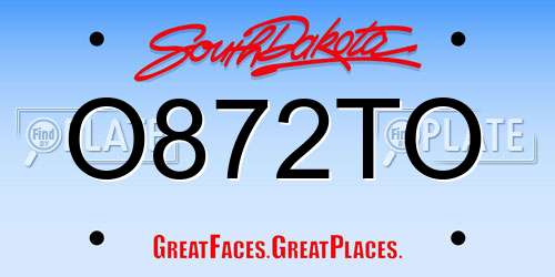 O872TO South Dakota License Plate
