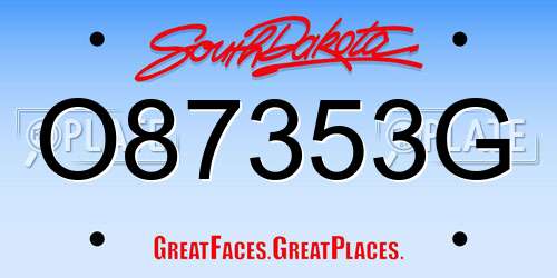 O87353G South Dakota License Plate
