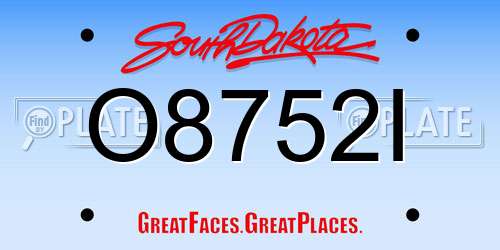 O8752I South Dakota License Plate