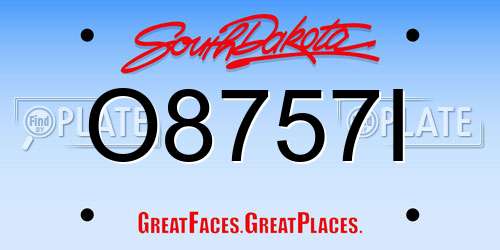 O8757I South Dakota License Plate