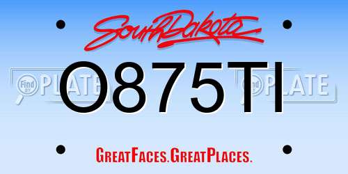 O875TI South Dakota License Plate