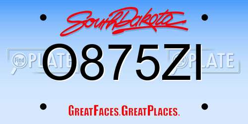 O875ZI South Dakota License Plate