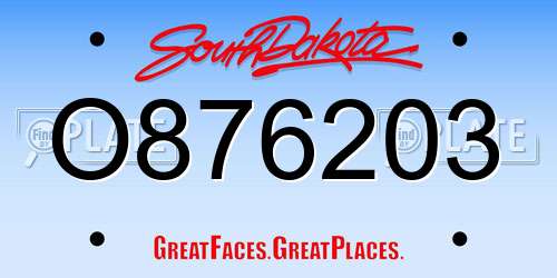 O876203 South Dakota License Plate