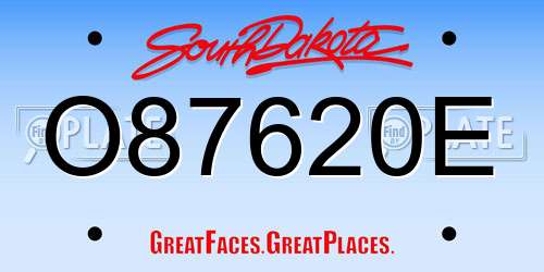 O87620E South Dakota License Plate