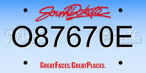 O87670E South Dakota License Plate