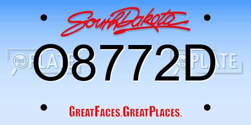 O8772D South Dakota License Plate