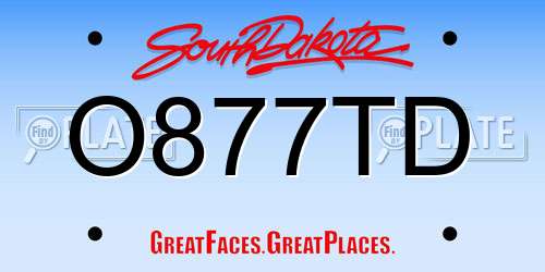 O877TD South Dakota License Plate