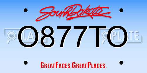 O877TO South Dakota License Plate