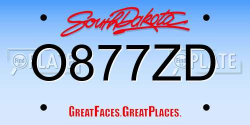 O877ZD South Dakota License Plate