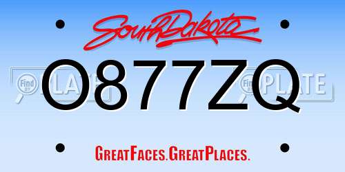 O877ZQ South Dakota License Plate