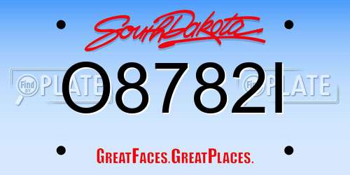 O8782I South Dakota License Plate