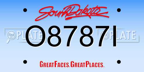 O8787I South Dakota License Plate