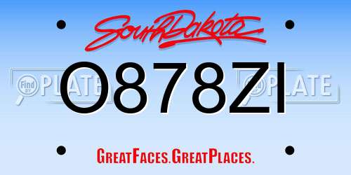O878ZI South Dakota License Plate