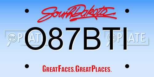 O87BTI South Dakota License Plate