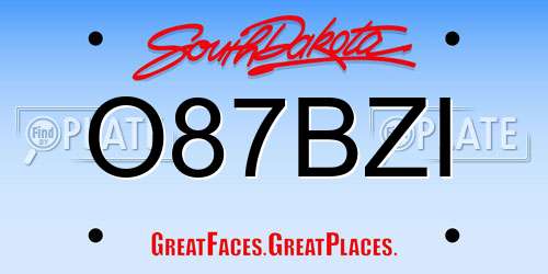O87BZI South Dakota License Plate