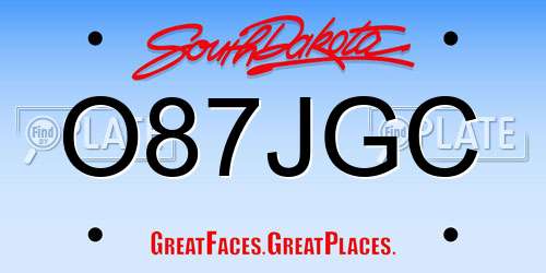 O87JGC South Dakota License Plate
