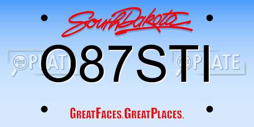 O87STI South Dakota License Plate