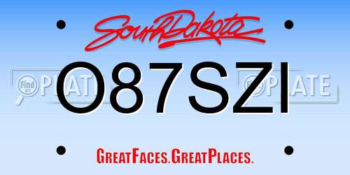 O87SZI South Dakota License Plate