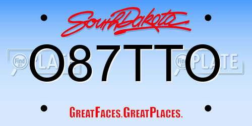 O87TTO South Dakota License Plate
