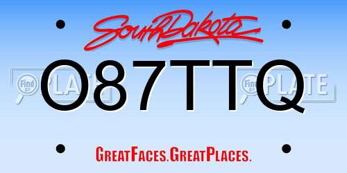 O87TTQ South Dakota License Plate