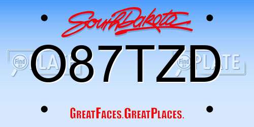 O87TZD South Dakota License Plate