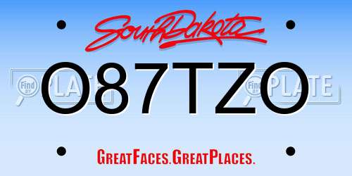 O87TZO South Dakota License Plate