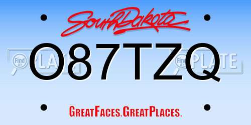 O87TZQ South Dakota License Plate