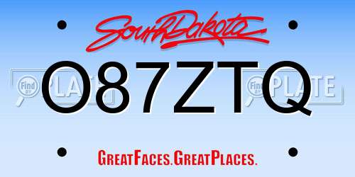 O87ZTQ South Dakota License Plate