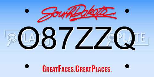 O87ZZQ South Dakota License Plate